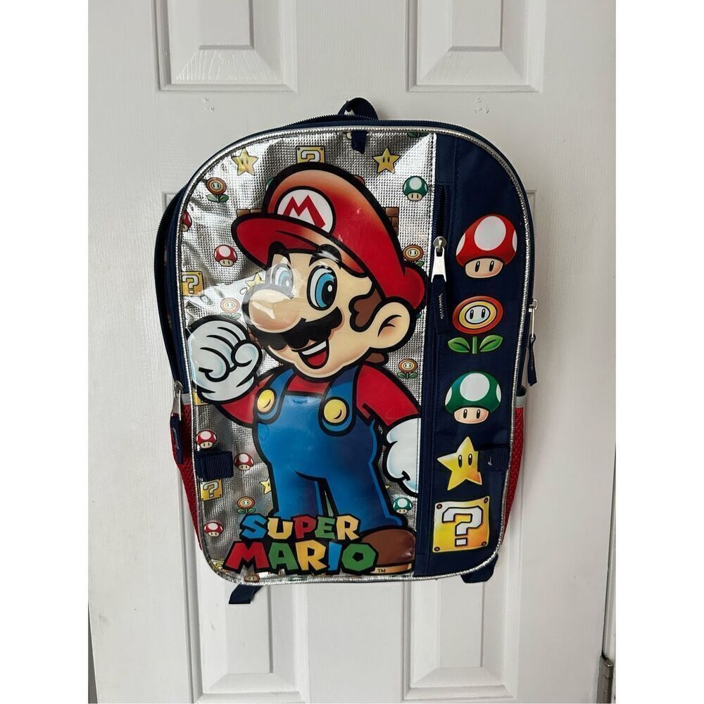 Super Mario backpack kids school backpack size 12x17x5